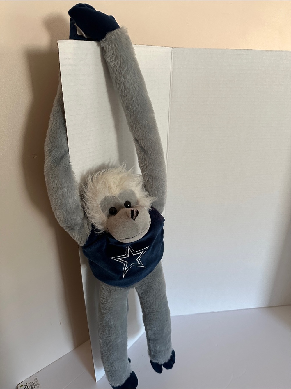 Dallas Cowboys Plush Hanging Monkey Toy in Gray and Navy with Star Emblem
